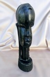 BUST FEMEIE DIN LEMN, MODEL TRIBAL MAASAI, LUCRAT MANUAL