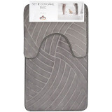 Set 2 covoare baie Casa Plastor, Spirals, 75x45 cm, Gri