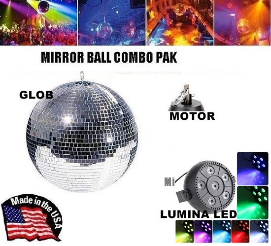 SET COMPLET GLOB OGLINZI DISCO CU MOTOR INCLUS SI LUMINA LED RGB COLOR,EFECT WAW