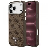 Husa MagSafe pentru Apple iPhone 18 Pro Max / 17 Pro Max, Guess, 4G Triangle Logo, Maro Argintie