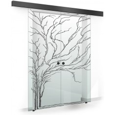 Usa culisanta Boss &reg; Duo Black model Tree negru, 60+60x215 cm, sticla Gri securizata, glisanta in ambele directii