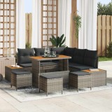 Cumpara ieftin Set de canapele pentru grădină cu pernă 9 pcs Gri Rattan poli