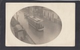 Fotografie format carte postala Romania Bucuresti Gara de Nord - Tramvaiul 15 reclame, trasura inundatie posibil strada Grigore Cobalcescu, Necirculata, Printata
