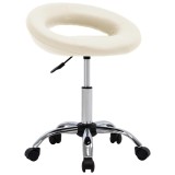 Cumpara ieftin Scaun de bucatarie pivotant, crem, piele ecologica