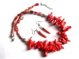 Set pandantiv si cercei cu sidef rosu 46490