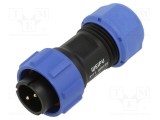 Conector circular WEIPU SY17 mufă tată 2 pini IP67 10A 500V lipire