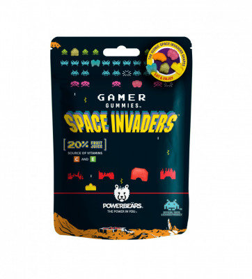 Jeleuri gumate &amp;quot;SPACE INVADERS&amp;quot; cu 20% suc din fructe, vit. C si vit. E 125g foto