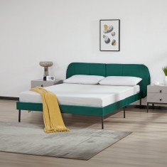 Pat tapitat Porvoo catifea 140x200 cm verde inchis [en.casa] HausGarden Leisure foto