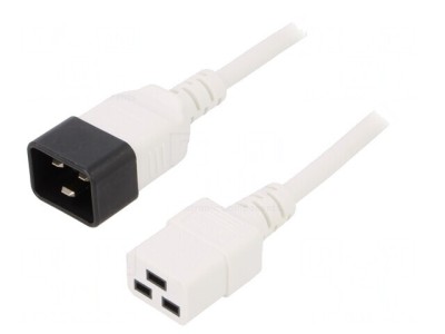 Cablu Alimentare IEC C19 la IEC C20 1m Alb 16A 250V foto