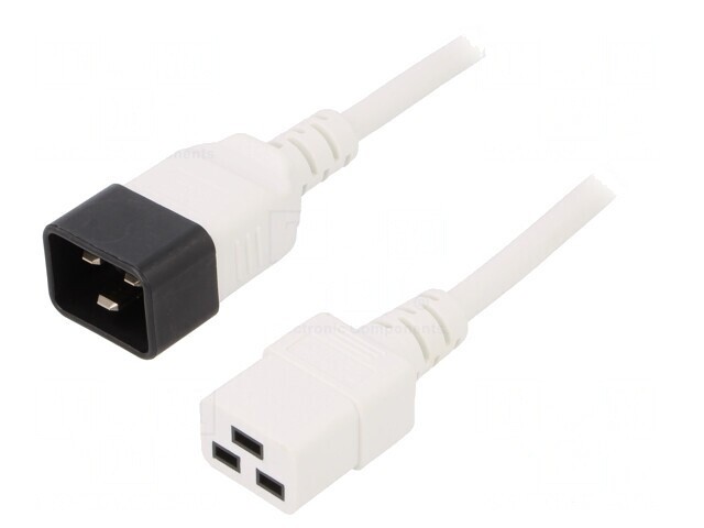 Cablu Alimentare IEC C19 la IEC C20 1m Alb 16A 250V