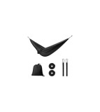 Hamac Gradina/Camping Negru 260x140cm, 120kg + Husa, Franghii, Carlige, Nailon, Portabil, Usoar