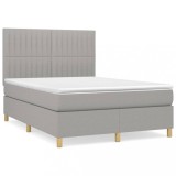 Cumpara ieftin Pat box spring cu saltea, gri deschis, 140x190 cm, textil