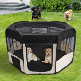 Cumpara ieftin PawHut Box per Animali Cani Gatti recinzione per Cuccioli pieghevole, bianco-nero, 125x48x58cm