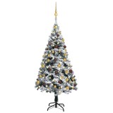 Brad de Crăciun pre-iluminat cu set globuri, verde, 120 cm
