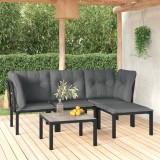 Gossi set mobilier de gradina, 5 piese, negru/gri, poliratan