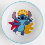 Bol rotund din plastic cu model Lilo &amp; Stitch, anti-alunecare, pentru microunde, CMCLASS