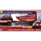 MAJORETTE SET MASINA DE POMPIERI LAND ROVER SI BARCA DE SALVARE