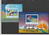 ROMANIA 1972 LP 798 LP 799 OLIMPIADA MUNCHEN COLITA DANTELATA + COLITA NEDANTELATA NESTAMPILATE, Nestampilat