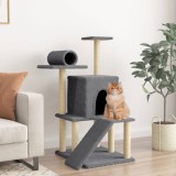 VidaXL Ansamblu pisici cu st&acirc;lpi din funie sisal, gri &icirc;nchis, 110,5 cm