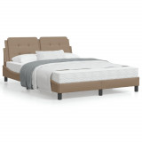 VidaXL Cadru de pat cu tăblie, cappuccino, 120x200 cm, piele ecologică