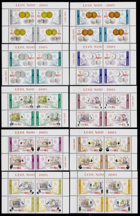 ✅RO 2005 LP 1687 &quot;Leul Nou 2005&quot; - pereche 2 serii pe diagonale ,MNH