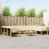 vidaXL Set de canapele de exterior cu pernă 10 pcs Alb și crem 3389080