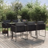 vidaXL Set de servit masa pentru grădină, 7 piese, negru