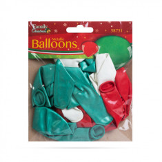 Set baloane, rosu, verde, metalic, 15 piese / pachet