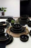 Cumpara ieftin Set veselă din ceramică, 24 bucati Ravvine Negru 26x26x1 cm