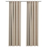 Cumpara ieftin Perdele opace aspect panza, carlige, 2 buc. bej, 140x225 cm