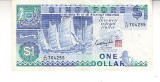 M1 - Bancnota foarte veche - Singapore - 1 dolar - 1987