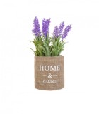 Flori de lavanda artificiale decorative in ghiveci acoperit cu panza de iuta, Oem