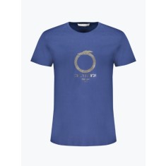 Tricou barbati din bumbac cu decolteu la baza gatului, Albastru inchis, M