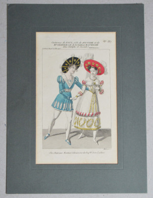 &amp;quot;Astolphe et Joconde&amp;quot; gravura colorata manual 1827 foto