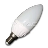 Bec LED V-TAC 4W, E14, 220V, forma lumanare, Alb Rece 6400K, 320 lm, Unghi 200&deg;, Durata 20000h, Tip SMD