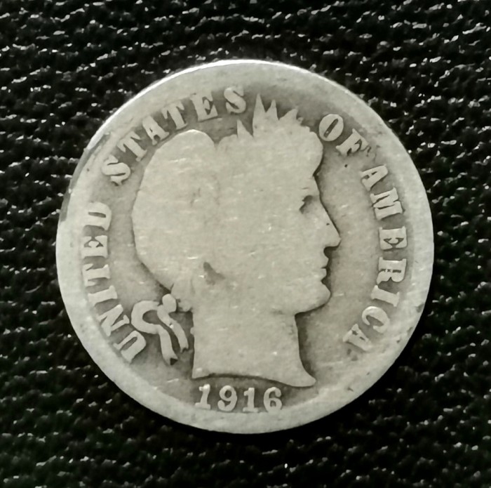 SV * SUA Statele Unite ONE DIME / 10 CENTS 1916 S * ARGINT .900