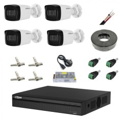 Kit supraveghere 4 camere 8MP 4K cu IR 80m, microfon, DVR Dahua , accesorii incluse SafetyGuard Surveillance