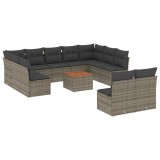 Cumpara ieftin Set canapea de gradina cu perne, 12 piese, gri, poliratan