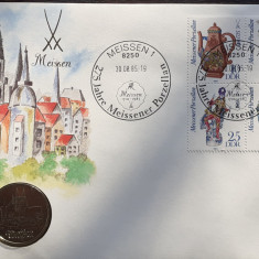 GERMANIA DEMOCRATA - FDC SI MONEDA UNC 5 MARK 1983, MEISSEN - TIRAJ 25.000, RARA