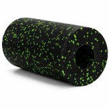 Rola Masaj si Stretching Sersimo Spuma EPP 29.5x15 cm, Duritate Medie (50 Shore A), Negru cu Insertii Verzi