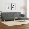 Gossi canapea extensibila cu taburet, 2 locuri, gri inchis, textil