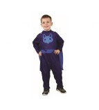 Costum Carnaval Supererou Copii 2-4 Ani (98-104 cm) Godan, Salopeta + Pelerina, Albastru, Super Hero, Halloween