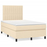 vidaXL Pat continental cu saltea, crem, 120x190 cm, textil 3269900