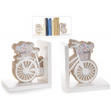 Set de 2 suporturi din lemn decorate cu model bicicleta