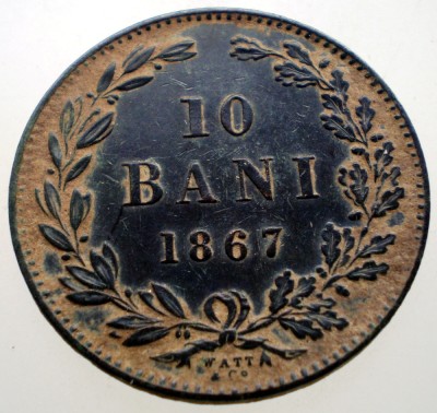 R.179 ROMANIA 10 BANI 1867 W foto