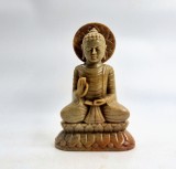 Statuetă veche Buddha din piatră masivă (Steatit) &ndash; Stare impecabilă, 1kg