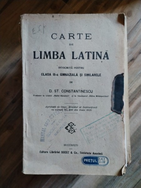 D. St. Constantinescu - Carte de Limba Latina