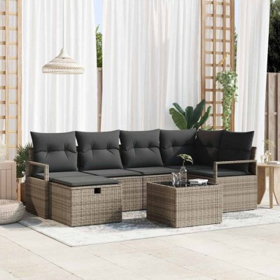 vidaXL Set de canapele pentru grădină 7 pcs Gri 232 x 122 x 85 cm 3359188 foto