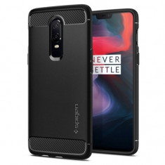 Husa Antisoc Spigen Rugged Armor pentru OnePlus 6 Protectie la Standarde Militare Negru foto