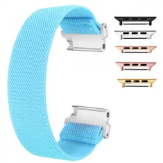 Curea textila elastica, compatibila Apple Watch 9|8|7|6|5|4|3|2|1 Series, 41mm|40mm|38mm, Uranian Blue